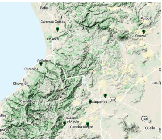Figura 1. Mapa actual de estaciones en Maule